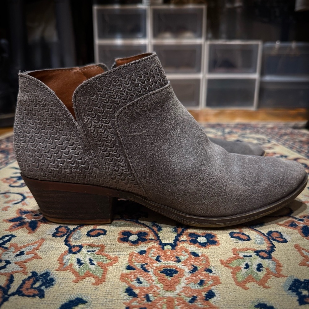 Lucky Brand Diatressed Gray Ankle Booties